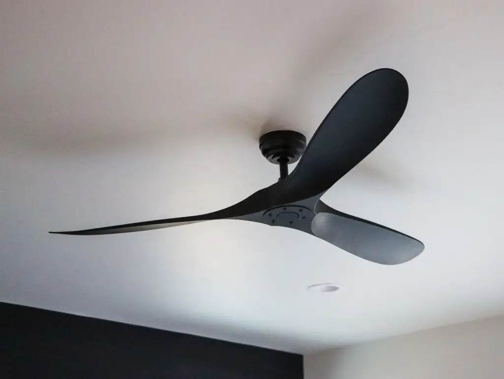 Log ceiling and ceiling fan — structural detail